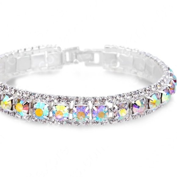 Prom Pageant Bridal Jewelry - AB Crystal & Rhinestone Bracelet